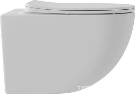 Унитаз подвесной 525х360мм, безободковый, сиденье с микролифтом, крепёж в компл., (цв.белый матовый),  Aqueduto Ovo OVO0120