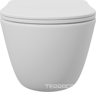 Унитаз подвесной 525х360мм, безободковый, сиденье с микролифтом, крепёж в компл., (цв.белый матовый),  Aqueduto Ovo OVO0120