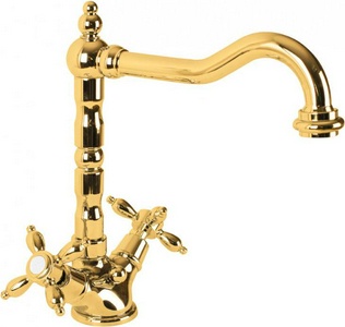 Смеситель для раковины, Высокий, с д/к, (цв.золото),  ZZ Cezares Nostalgia NOSTALGIA-LS2-03/24