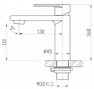 Смеситель для раковины, без д/к, (нерж. сталь, цв.сатин),  ZZ BelBagno Nova NOV-LVM-IN