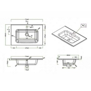 Раковина (ПРОДАЖА ТОЛЬКО С БАЗОЙ ПОД РАК.) 710х460х175мм, с 1 отв.д/смесит., с переливом, (керамика, цв.белый), BelBagno BelBagno Универсал BB700ETL