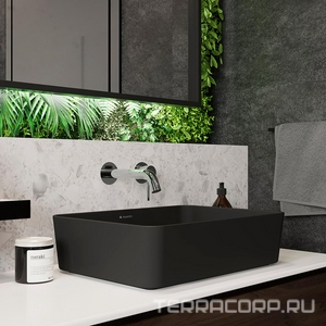 Раковина накладная на столешницу, прямоуг, 500x370хh135мм, без отв.д/смесит., без перелива, (цв.черный матовый),  Aqueduto Espiral ESP0440