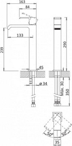 Смеситель для раковины, Высокий, с д/к, (цв.белый матовый),  ZZ Cezares Porta PORTA-LC-BIO