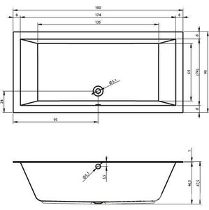 Ванна 190х90см, без ножек/рамы, панелей, слива-перелива, (акрил цв.белый матовый), Lugo Velvet ZZ Riho lugo B136001105