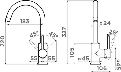 Смеситель Omoikiri Shinagawa BN для кухонной мойки, латунь/нерж. сталь/черный ZZ Omoikiri shinagawa 4994252