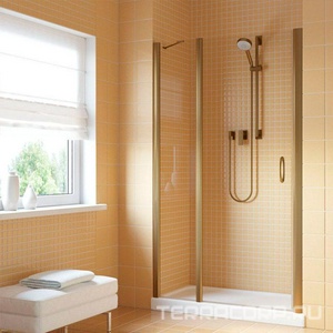 Дверь в нишу  LUX, 105x200 см, правая, одностворчатая распашная, с неподвижным элементом, профиль бронза, стекло прозрачное, покр.BriteGuard, ZZ Vegas Glass EP-F-1 EP-F-1 LUX 105 05 01 / BriteGuard / Правая