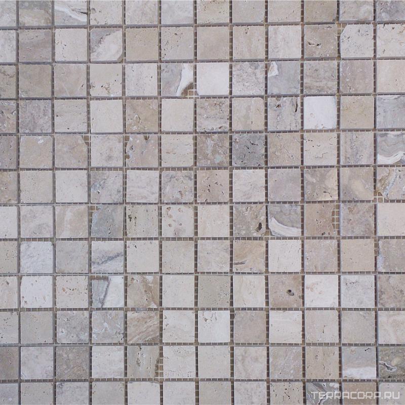 Мозаика Мастера Керамики Stone Мозаика 2041 моно травертин мат (чип 23х23) XX30x30 Бежевый, фото 3