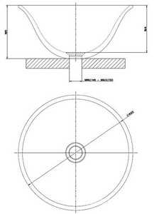 Раковина накладная, круглая R400мм, h185мм, (белая керамика), БЕЗ донного клапана арт.01376 ххх,  ZZ Gessi Goccia 39123 519
