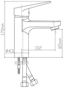 Смеситель для раковины, без д/к, (цв.хром),  ZZ Latuno 101 L10101
