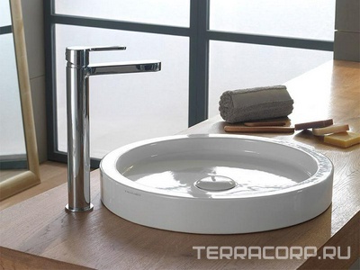 Раковина накладная на столешницу, круглая, 42х42хh6см, без отв.д/смесителя,   ZZ Scarabeo Bucket 8810