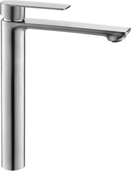 Смеситель для раковины, высокий, без донного клапана, цв.нержавеющая сталь XX