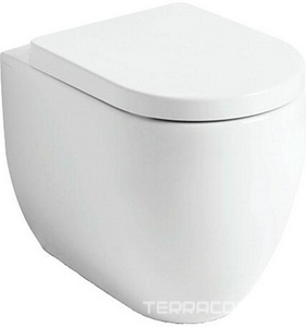 Унитаз напольный 36х48хh42см, пристенный, для монтажа со скрытым в стене бачком, крепл к полу в комп, без сиденья, (цв.белый глянец),  ZZ Kerasan Flo 311401