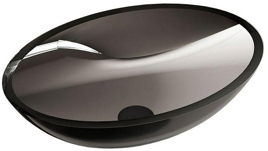 Раковина накладная 500х350х150мм, без отверстия для смесителя, без перелива, (полиэфирная смола цв.черный глянец), Vincea ZZ Vincea Раковины VBS-6T11B