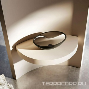 Раковина накладная 500х350х150мм, без отверстия для смесителя, без перелива, (полиэфирная смола цв.черный глянец), Vincea ZZ Vincea Раковины VBS-6T11B