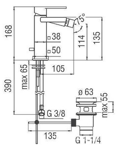 Смеситель для биде однорычажный с д/к, цв. хром,  ZZ Nobili Loop LP90119/1CR
