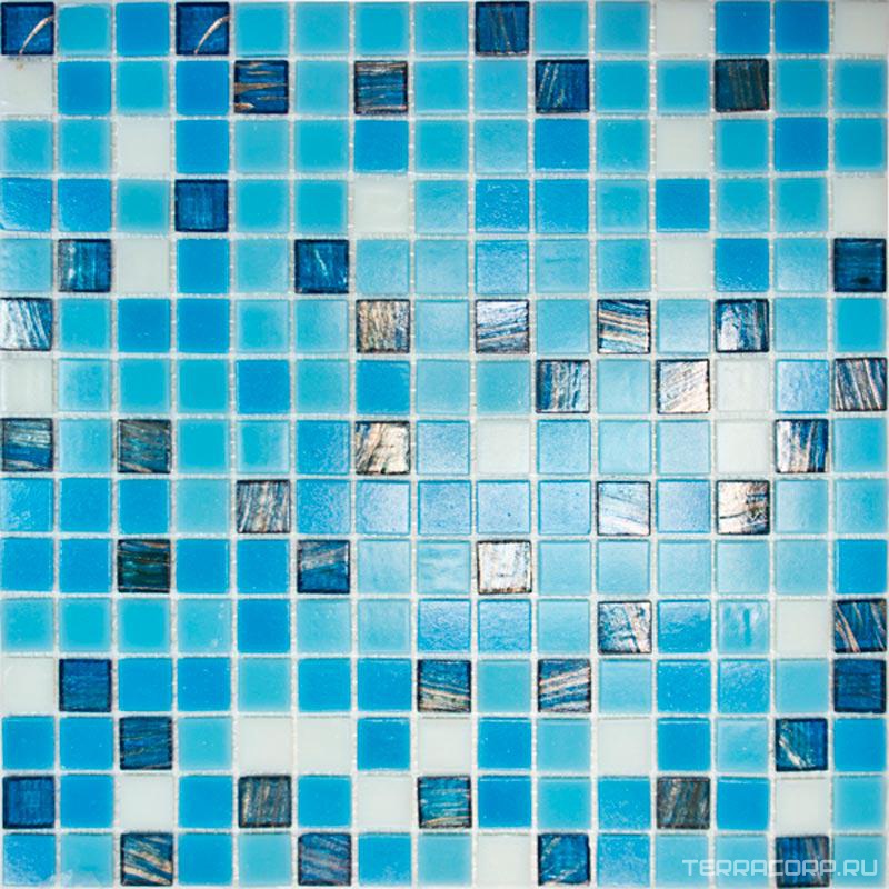 Мозаика Мастера Керамики Glass Мозаика HK-15 (чип 2x2 мм) синий микс ZZ32.7x32.7 Синий, фото 3