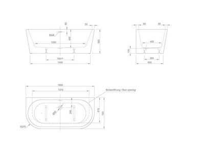 Ванна пристенная 165x75хh58см, с щелевым переливом, без слива-перелива, акрил цв.белый глянцевый, (продавать со сливом 0100-091-06),  ZZ Knief Wall Corner 0100-255 white / white