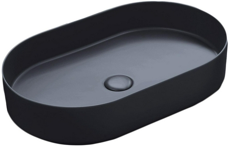 Раковина накладная на стол, овальная 60х38хh12,5мм, без отв.д/смес, без перелива и пробки слива, (цв.Basalto),  ZZ Ceramica Cielo Shui Comfort SHCOLAO60 (BA) Le Terre di Cielo