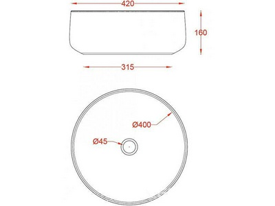 Раковина накладная на столешницу, круглая d420хh160мм, без отв.д/смесит., без перелива, (цв. белый),  ArtСeram Cognac COL001 01; 00