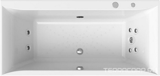 Ванна г/м "ПАЛЕРМО-CHROME", 1800х850, ГМ8, 1СМ, контрол.400, молдинг, смес./излив "Бриз-Линкольн-Большой-хром", фронт.панель, каркас и слив-перелив ZZ