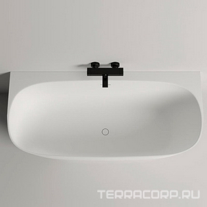 Ванна 1800х850хh610мм, пристенная, литой камень S-Stone матов цв.белый, д/к Up&Down в цвет ванны, интегрир.слив-перелив,рама в компл, ZZ Salini Sofia Wall 180 102523M