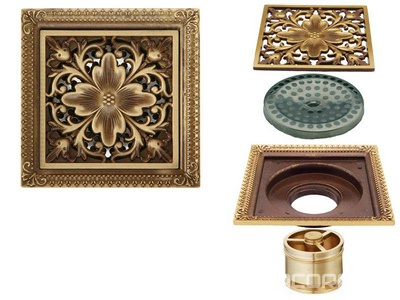 Трап сливной CANYON d40, с декоративной решеткой 120х120 мм, с мех-м обратным клапаном, бронза XX Veragio Canyon VR.CAN-2005.BR