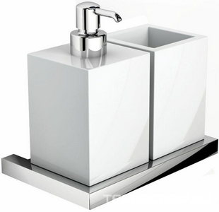 Дозатор и стакан настенный, (цв.хром, керамика),  ZZ IBB Xoni XO 24D CRO