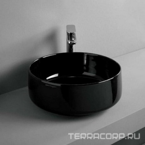 Раковина накладная на столешницу, круглая d42хh16см, без отв.д/смесит., без перелива, (цв.glossy black),  ZZ ArtСeram Cognac COL001 03;00