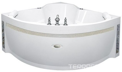 Ванна акриловая "СОРРЕНТО",1480х1480, молдинг хром, каркас и слив-перелив (хром), фронт.панель вставка Swarovski(хром)+Арт-мозайка(хром) ZZ