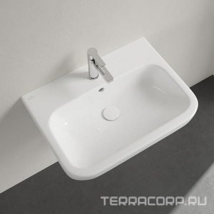 Раковина встраиваемая в столешницу, прямоугольная 650х470h40(170)мм, 1 отв. д/смес., с переливом, (цв. 01 белый),  ZZ Villeroy & Boch Architectura 4188KG01