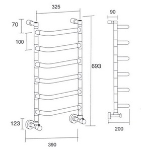 Полотенцесушитель Art.488/6SXCR 688х390 мм (ГВС), Margaroli  ZZ Margaroli Vela 488/6SXCR
