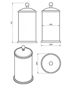 Контейнер для ватных дисков, (цв.хром),  ZZ Cezares Aphrodite APHRODITE-PC-01-M