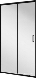 Дверь для душа, в нишу 110хh195см, раздвижная, 1 дверь, 1 неподв.секция, правая/левая, (стекло прозрачн.5мм, фурн.цв.черный мат.), Uno ZZ