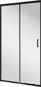 Дверь для душа, в нишу 110хh195см, раздвижная, 1 дверь, 1 неподв.секция, правая/левая, (стекло прозрачн.5мм, фурн.цв.черный мат.), Uno ZZ BelBagno Uno-195 UNO-195-BF-1-110-C-NERO
