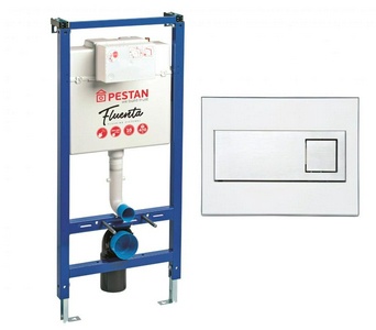 Комплект для установки подвесного унитаза, (застенный модуль, крепёж, панель 2-го смыва пластик Diamond, цв.БЕЛЫЙ), Pestan  ZZ Pestan Fluenta SET40006356DW