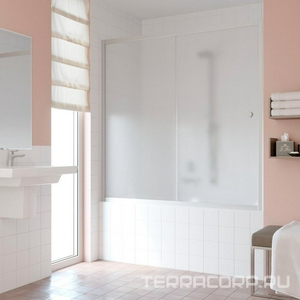 Шторка на ванну , 170x140 см, раздвижная, профиль хром матовый, стекло сатин ZZ Vegas Glass ZV ZV 160 07 10