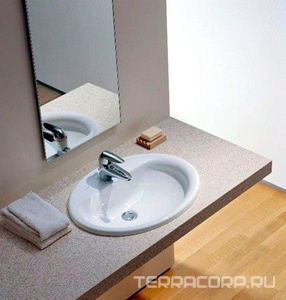 Раковина встраиваемая в столешницу сверху, овальная 56х44см, с 1 отв.д/смес, с переливом,  ZZ Laufen Pro 8.1395.1.000.104.1