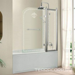 Штора на ванну 1115xh1520мм с неподв.сегментом, "Правая" крепёж справа, поворотная, с полотенцедерж-м, (стекло прозр.с мат/узором, 8мм, фурн/цв.хромXX