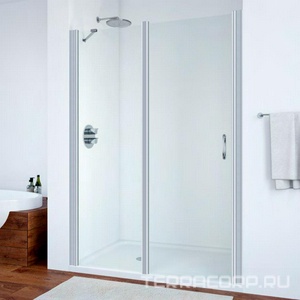 Дверь в нишу , 100x190 см, левая, распашная с неподвижным элементом, профиль матовый хром, стекло прозрачное с покрытием QuickNano ZZ Vegas Glass EP-F-1 EP-F-1 100 07 01 QuickNano/левая