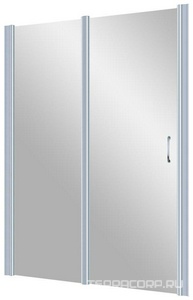 Дверь в нишу , 100x190 см, левая, распашная с неподвижным элементом, профиль матовый хром, стекло прозрачное с покрытием QuickNano ZZ Vegas Glass EP-F-1 EP-F-1 100 07 01 QuickNano/левая