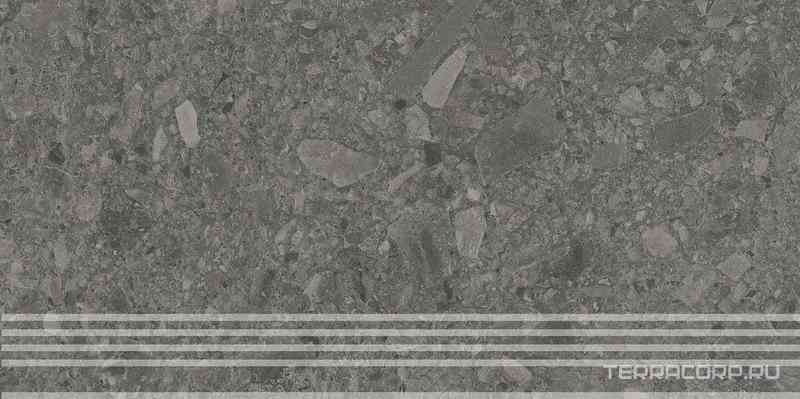Ступень Чеппо ди Гре антрацит матовый обрезной  ZZ 30x60