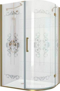 Душ.угол.1200х900хh1950мм,R550,ассиметрич, "Левая" (петли справа),вход 730мм,(стек.8мм, матов.с прозр.рис,фурн.цв.бронза),Magic-RP ZZ Cezares Magic-Royal Palce MAGIC-RH-1-120/90-ROYAL PALACE-PP-Br-L