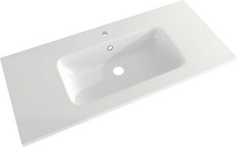 Раковина 101x46x2,5см, с 1 отв.д/смесит., с переливом, (искусственный мрамор, цв.белый), Cezares ZZ Cezares Универсал 50170