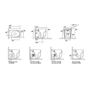 Унитаз напольный 35х55хh43см, безободковый, пристенный для монтажа со скрытым в стене бачком, крепл к полу в комп, без сиденья, (цв.белый),  ZZ Kerasan Nolita 531801