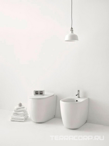 Унитаз напольный 35х55хh43см, безободковый, пристенный для монтажа со скрытым в стене бачком, крепл к полу в комп, без сиденья, (цв.белый),  ZZ Kerasan Nolita 531801