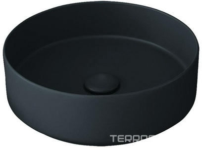 Раковина накладная на стол, круглая 40х40хh12,5мм, без отв.д/смес, без перелива и пробки слива, (цв.Basalto),  ZZ Ceramica Cielo Shui Comfort SHCOLAT40 (BA) Le Terre di Cielo