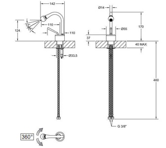 Смеситель для биде, без донного клапана, (цв. хром),  ZZ Gessi Goccia 33607 031
