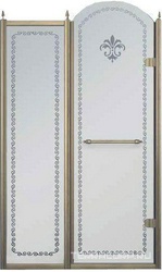 Дверь в нишу 1000хh2118мм, с неподв. сегментом, "Правая" петли (вход 550мм) справа, (стекло матовое с прозрачным узором, 8мм, фурн/бронза), Retro XX