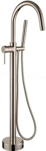 Смеситель напольный для ванны встраиваемый с ручным душем и изливом, цвет Nikel Brush ZZ Boheme UNO 469-NB