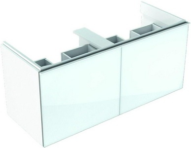 Тумба подвесная 119хh53.5х47.6см, д/рак 120см, 2 нажимн.выдвижн.ящика, (фасад белое стекло, корпус белый глянцевый лак),крепл.в компл,ZZ Geberit Acanto 500.613.01.2